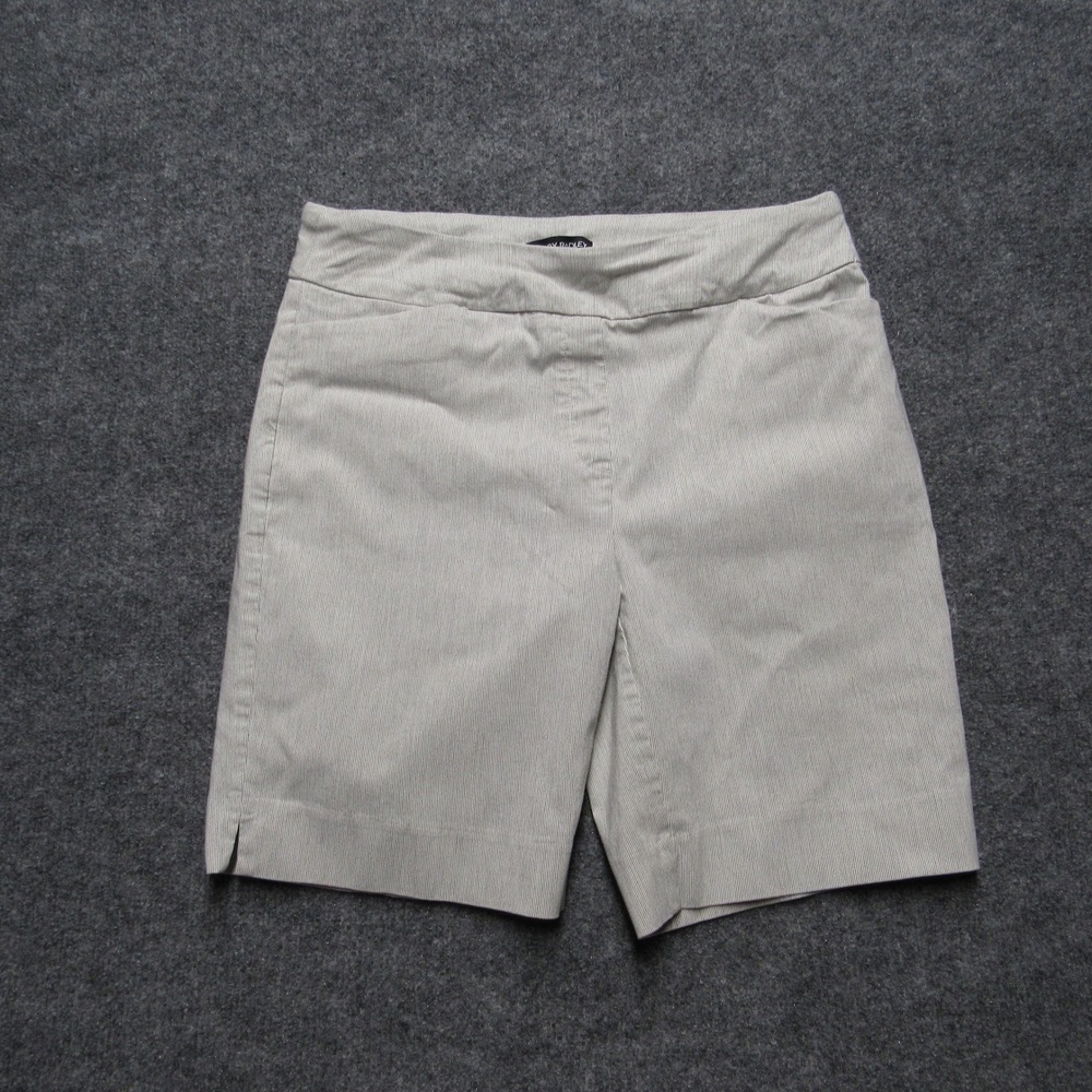Hilary Radley Womens Beige White Striped Pull On Shorts Size Medium D5036-E1881